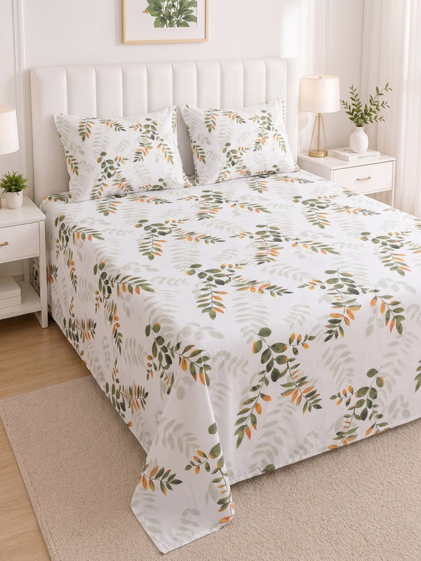186 TC 100% Cotton Double Bedsheet 90 x 100 Inch with 2 Pillow Cover