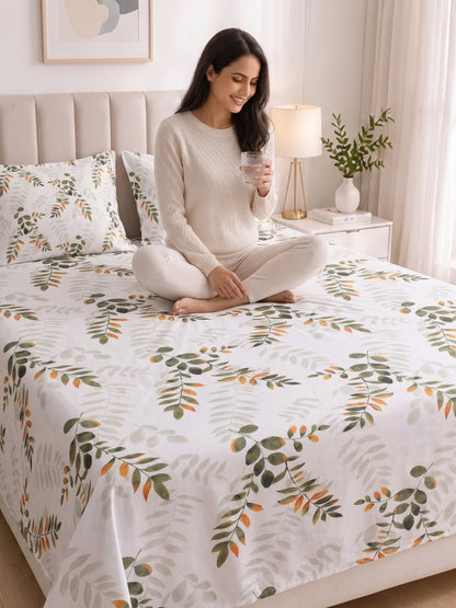 186 TC 100% Cotton Double Bedsheet 90 x 100 Inch with 2 Pillow Cover