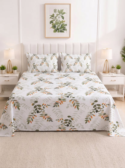 186 TC 100% Cotton Double Bedsheet 90 x 100 Inch with 2 Pillow Cover