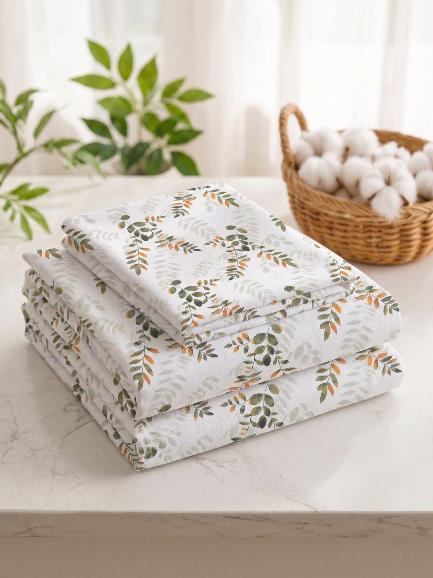 186 TC 100% Cotton Double Bedsheet 90 x 100 Inch with 2 Pillow Cover