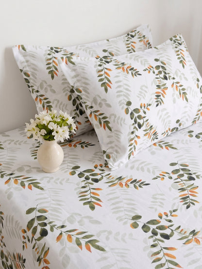 186 TC 100% Cotton Double Bedsheet 90 x 100 Inch with 2 Pillow Cover