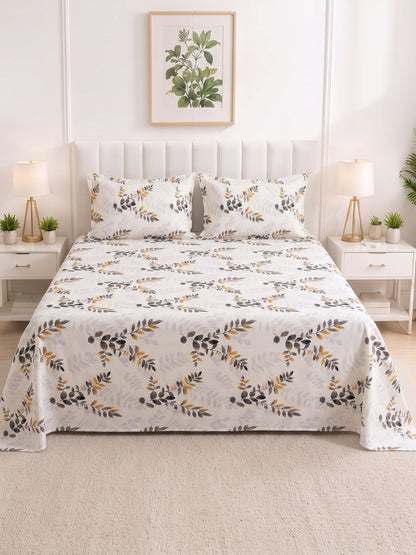 186 TC 100% Cotton Double Bedsheet 90 x 100 Inch with 2 Pillow Cover