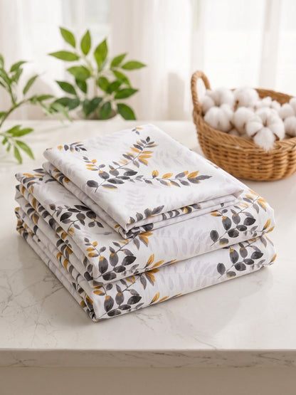 186 TC 100% Cotton Double Bedsheet 90 x 100 Inch with 2 Pillow Cover