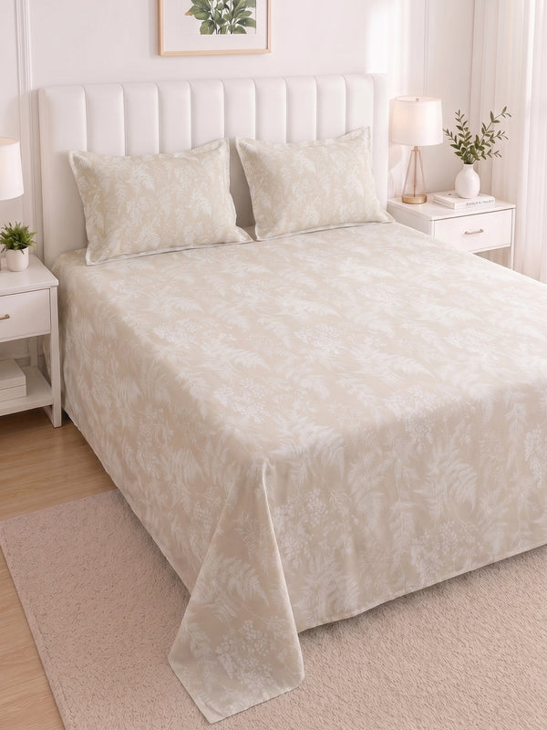 186 TC 100% Cotton Double Bedsheet 90 x 100 Inch with 2 Pillow Cover