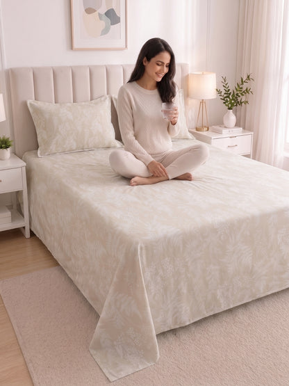 186 TC 100% Cotton Double Bedsheet 90 x 100 Inch with 2 Pillow Cover