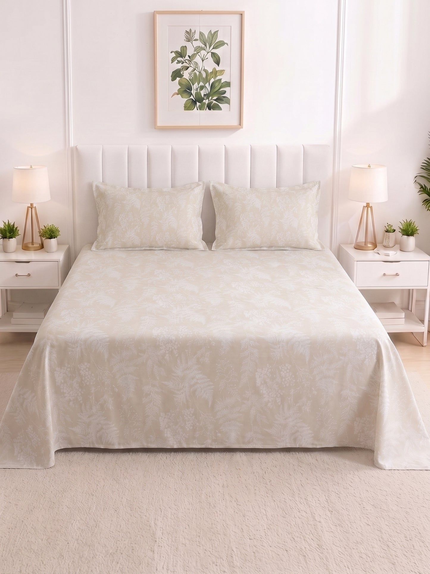 186 TC 100% Cotton Double Bedsheet 90 x 100 Inch with 2 Pillow Cover