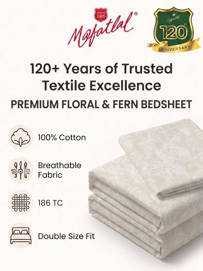 186 TC 100% Cotton Double Bedsheet 90 x 100 Inch with 2 Pillow Cover