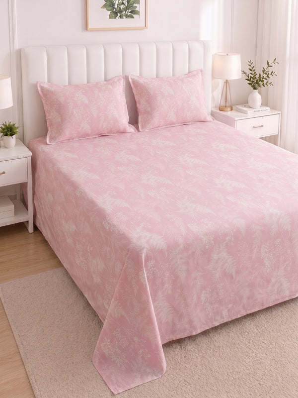 186 TC 100% Cotton Double Bedsheet 90 x 100 Inch with 2 Pillow Cover