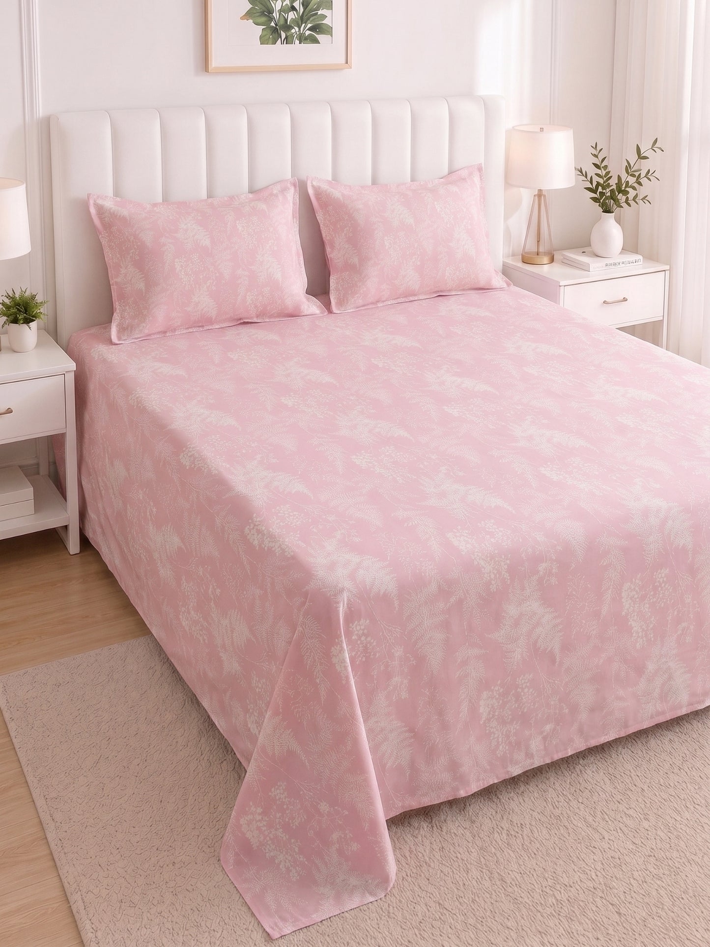 186 TC 100% Cotton Double Bedsheet 90 x 100 Inch with 2 Pillow Cover
