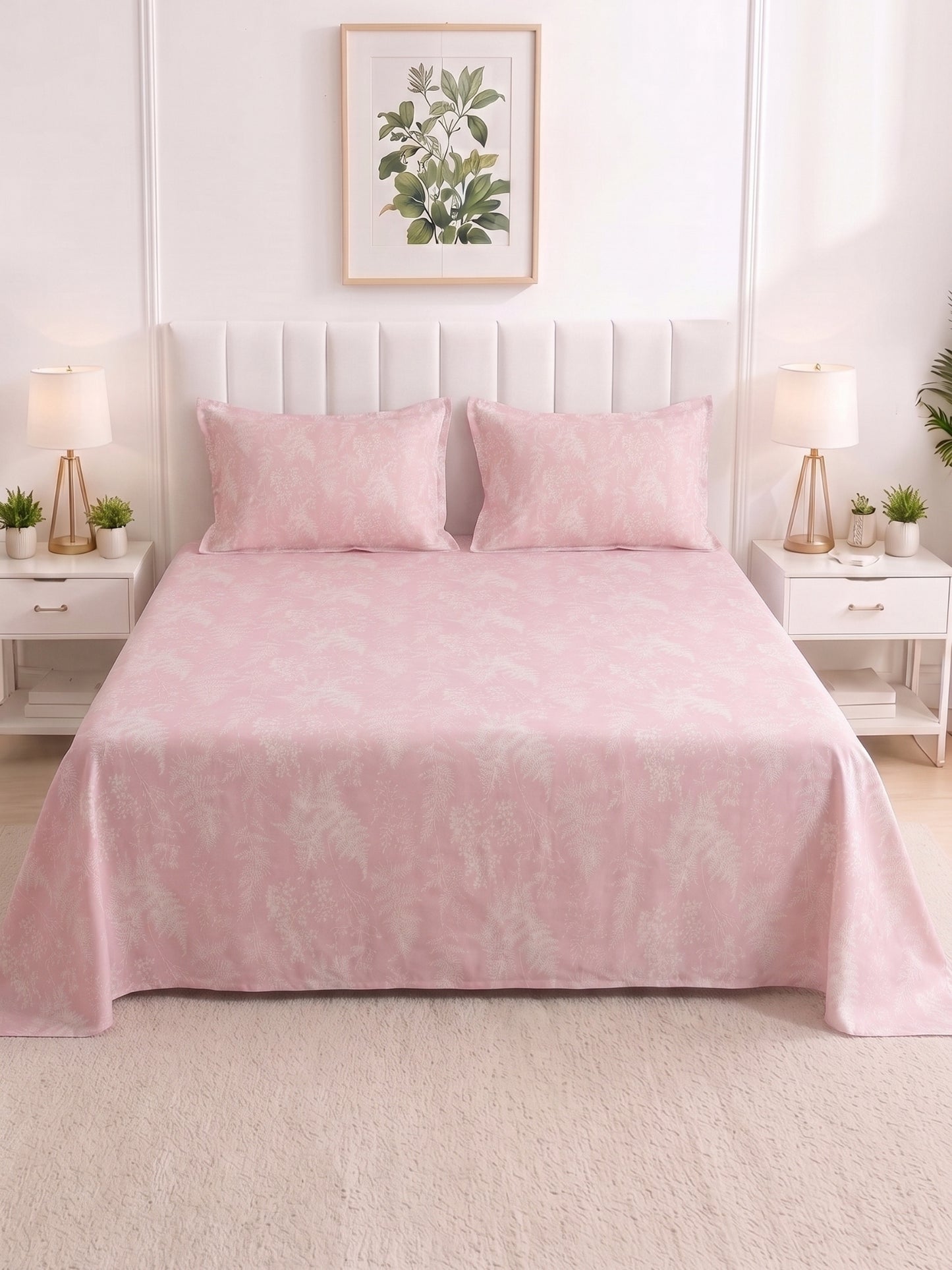 186 TC 100% Cotton Double Bedsheet 90 x 100 Inch with 2 Pillow Cover