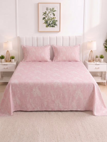 186 TC 100% Cotton Double Bedsheet 90 x 100 Inch with 2 Pillow Cover