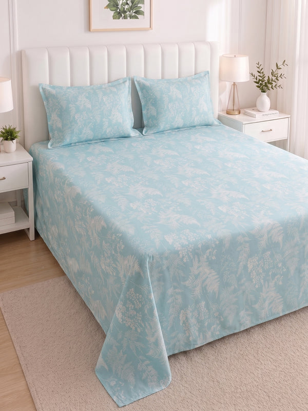 186 TC 100% Cotton Double Bedsheet 90 x 100 Inch with 2 Pillow Cover