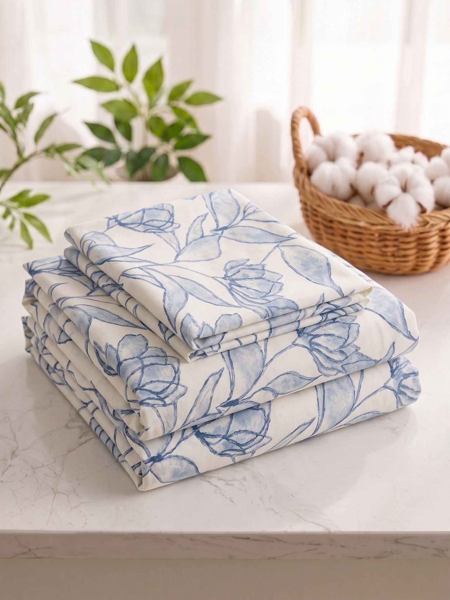 186 TC 100% Cotton Double Bedsheet 90 x 100 Inch with 2 Pillow Cover