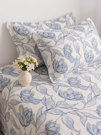 186 TC 100% Cotton Double Bedsheet 90 x 100 Inch with 2 Pillow Cover