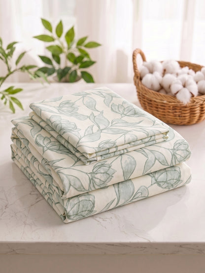 186 TC 100% Cotton Double Bedsheet 90 x 100 Inch with 2 Pillow Cover