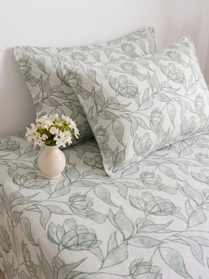 186 TC 100% Cotton Double Bedsheet 90 x 100 Inch with 2 Pillow Cover