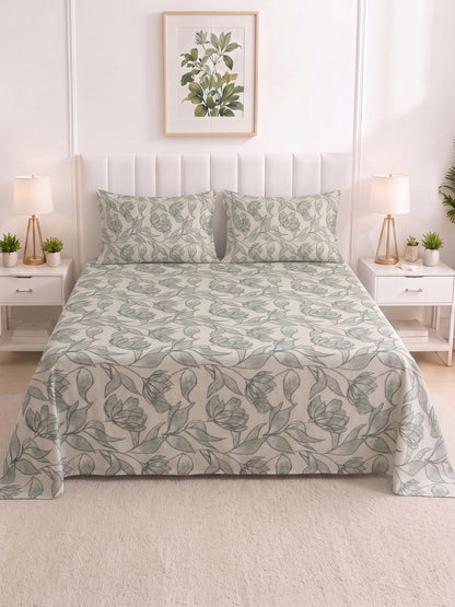 186 TC 100% Cotton Double Bedsheet 90 x 100 Inch with 2 Pillow Cover
