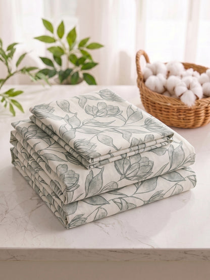 186 TC 100% Cotton Double Bedsheet 90 x 100 Inch with 2 Pillow Cover