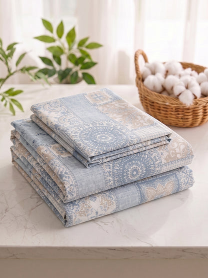 186 TC 100% Cotton Double Bedsheet 90 x 100 Inch with 2 Pillow Cover