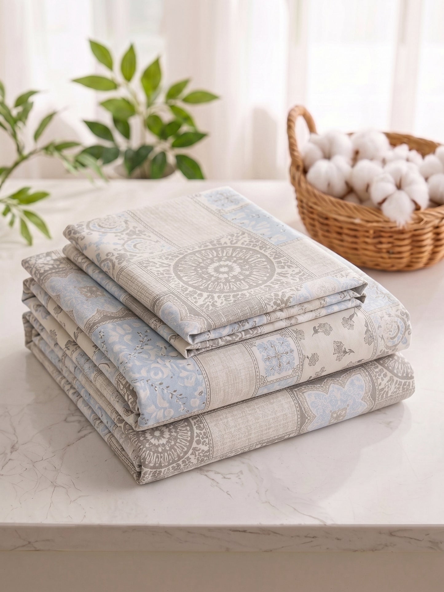 186 TC 100% Cotton Double Bedsheet 90 x 100 Inch with 2 Pillow Cover
