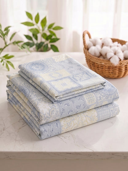 186 TC 100% Cotton Double Bedsheet 90 x 100 Inch with 2 Pillow Cover