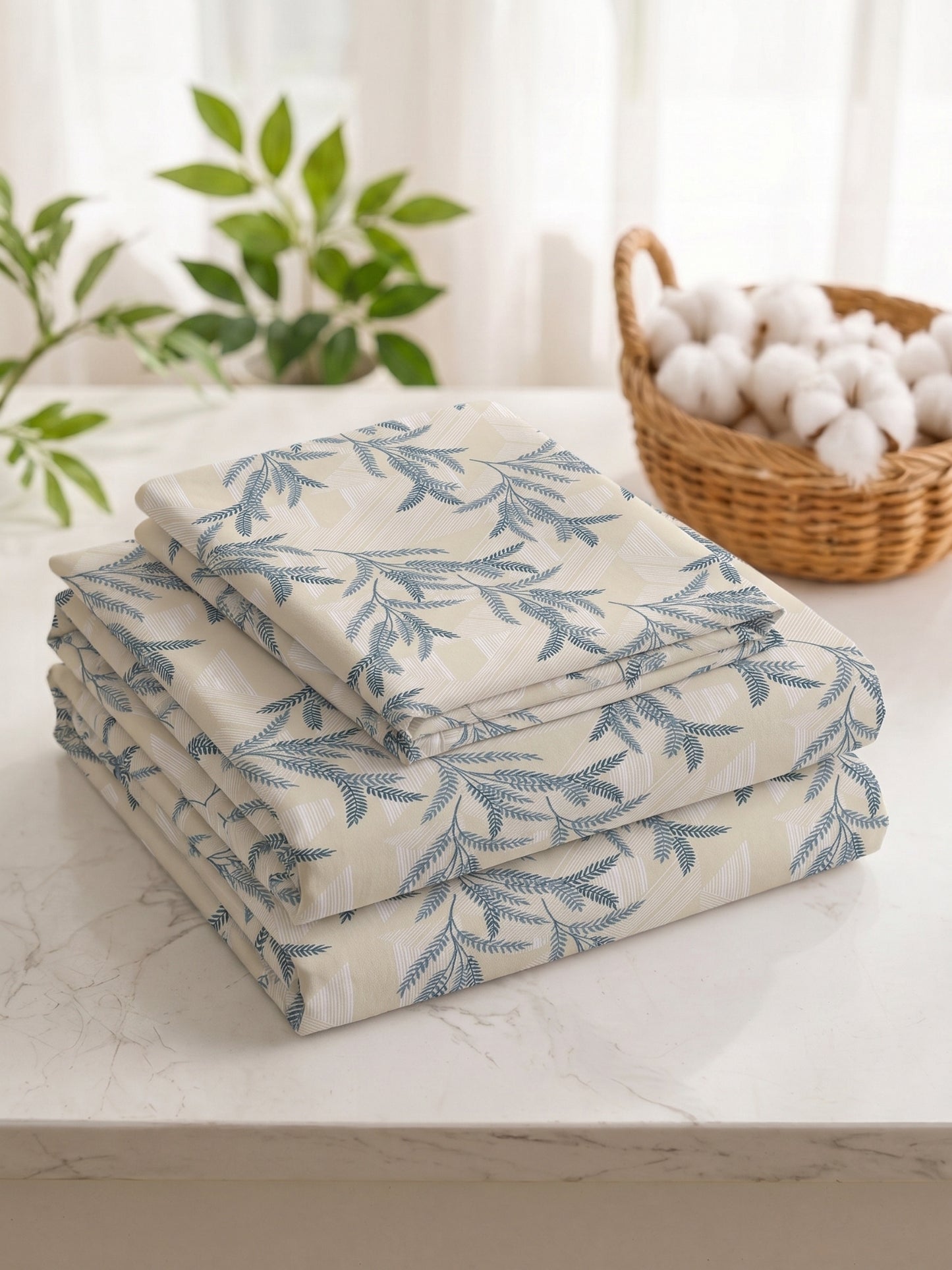 186 TC 100% Cotton Double Bedsheet 90 x 100 Inch with 2 Pillow Cover