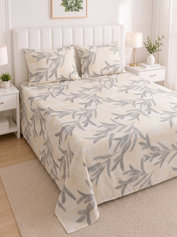 186 TC 100% Cotton Double Bedsheet 90 x 100 Inch with 2 Pillow Cover