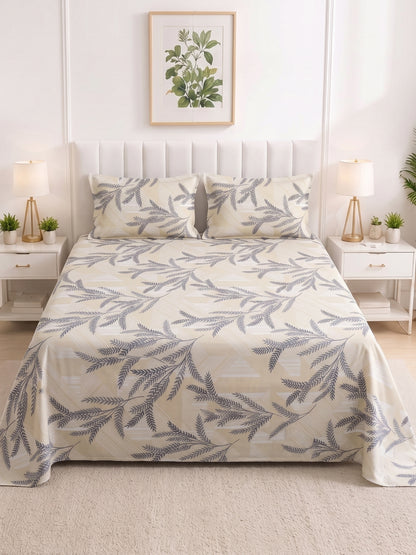 186 TC 100% Cotton Double Bedsheet 90 x 100 Inch with 2 Pillow Cover