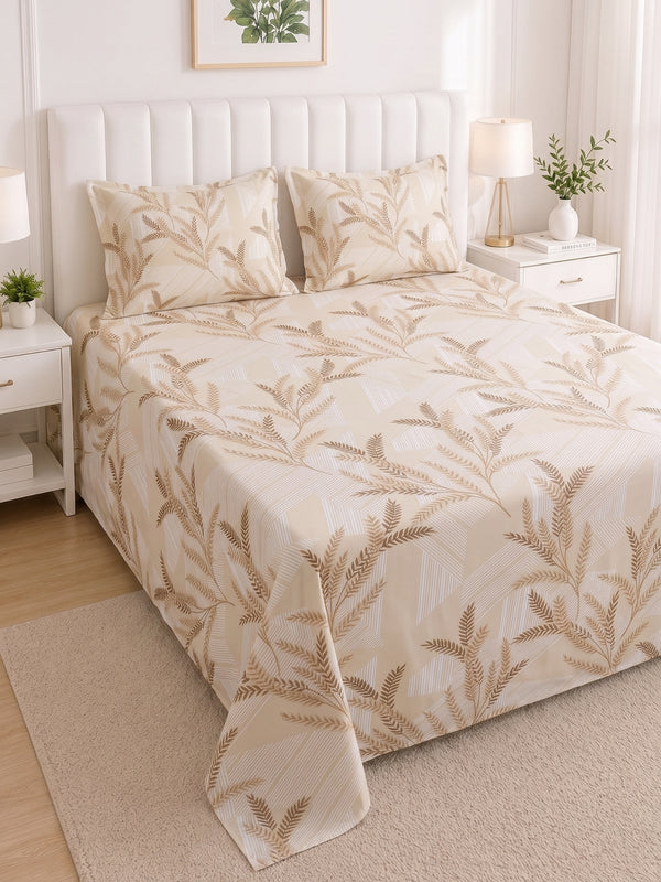 186 TC 100% Cotton Double Bedsheet 90 x 100 Inch with 2 Pillow Cover