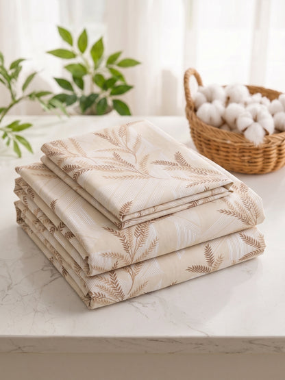 186 TC 100% Cotton Double Bedsheet 90 x 100 Inch with 2 Pillow Cover