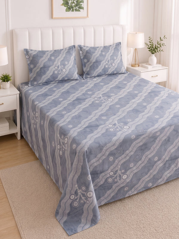 186 TC 100% Cotton Double Bedsheet 90 x 100 Inch with 2 Pillow Cover
