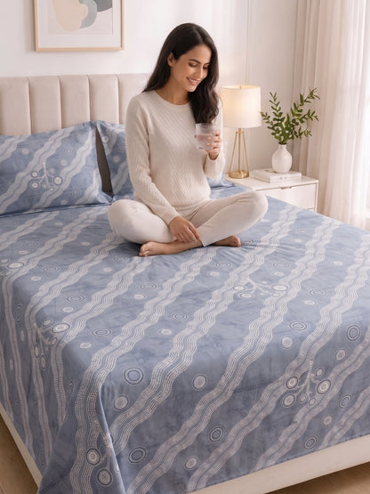 186 TC 100% Cotton Double Bedsheet 90 x 100 Inch with 2 Pillow Cover