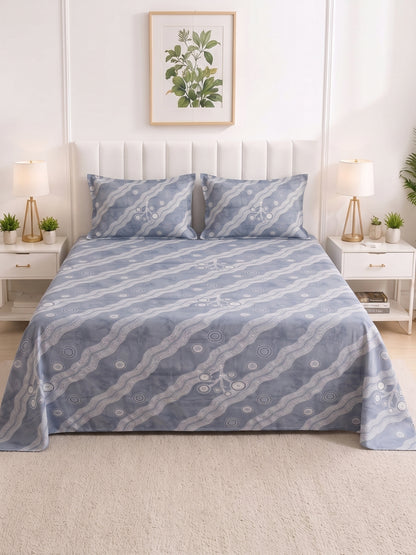 186 TC 100% Cotton Double Bedsheet 90 x 100 Inch with 2 Pillow Cover