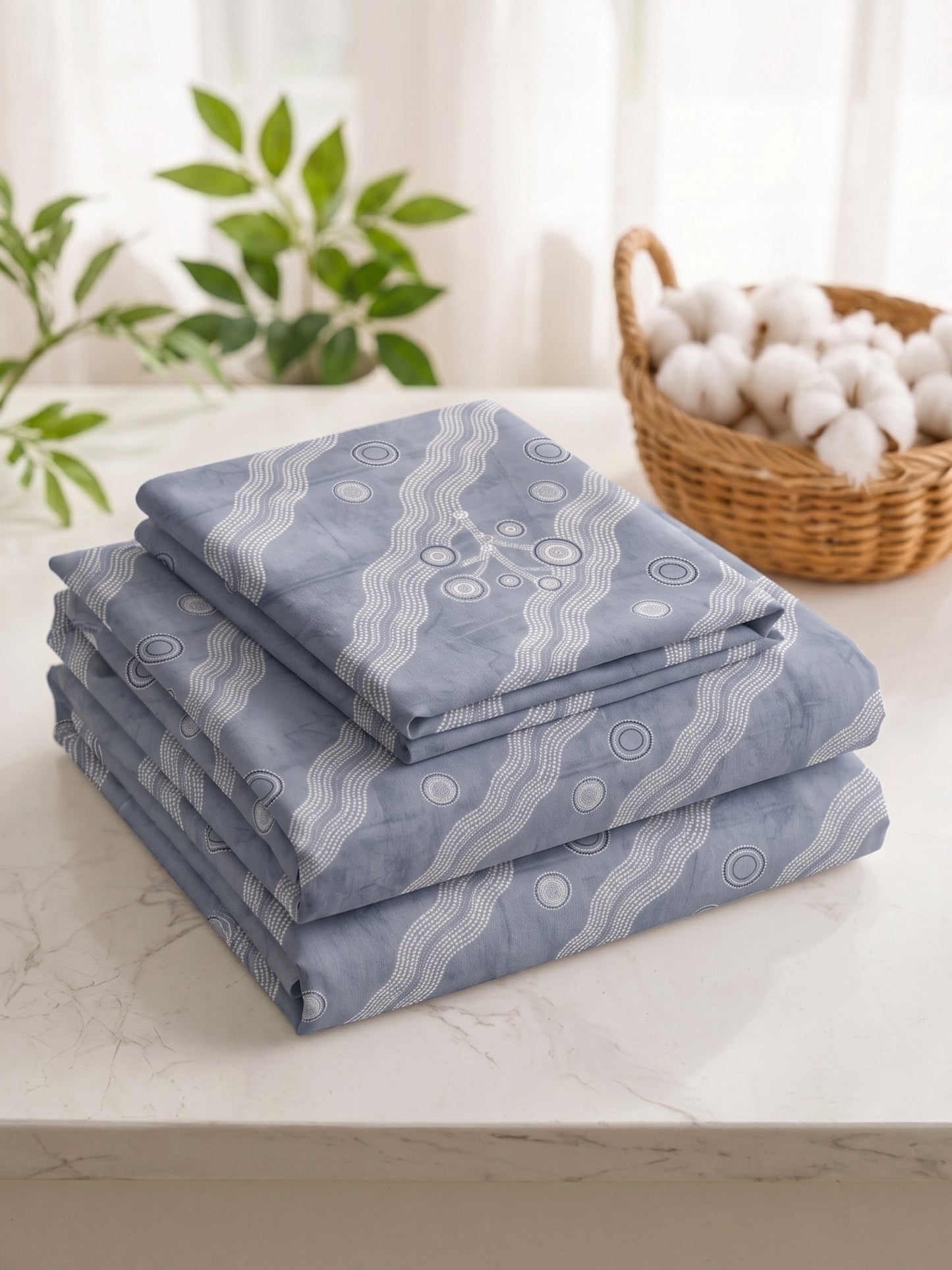 186 TC 100% Cotton Double Bedsheet 90 x 100 Inch with 2 Pillow Cover
