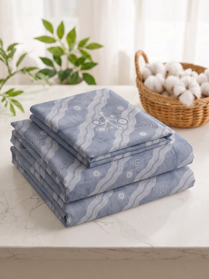186 TC 100% Cotton Double Bedsheet 90 x 100 Inch with 2 Pillow Cover