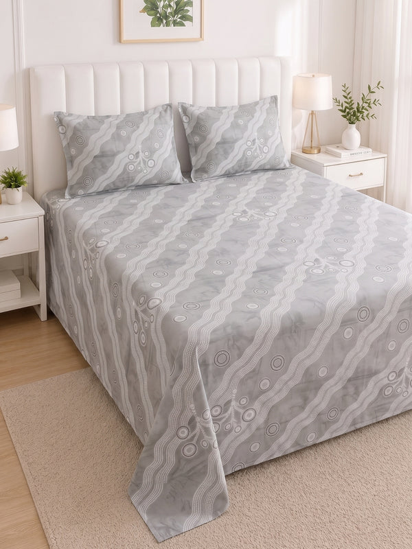 186 TC 100% Cotton Double Bedsheet 90 x 100 Inch with 2 Pillow Cover