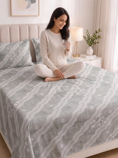 186 TC 100% Cotton Double Bedsheet 90 x 100 Inch with 2 Pillow Cover