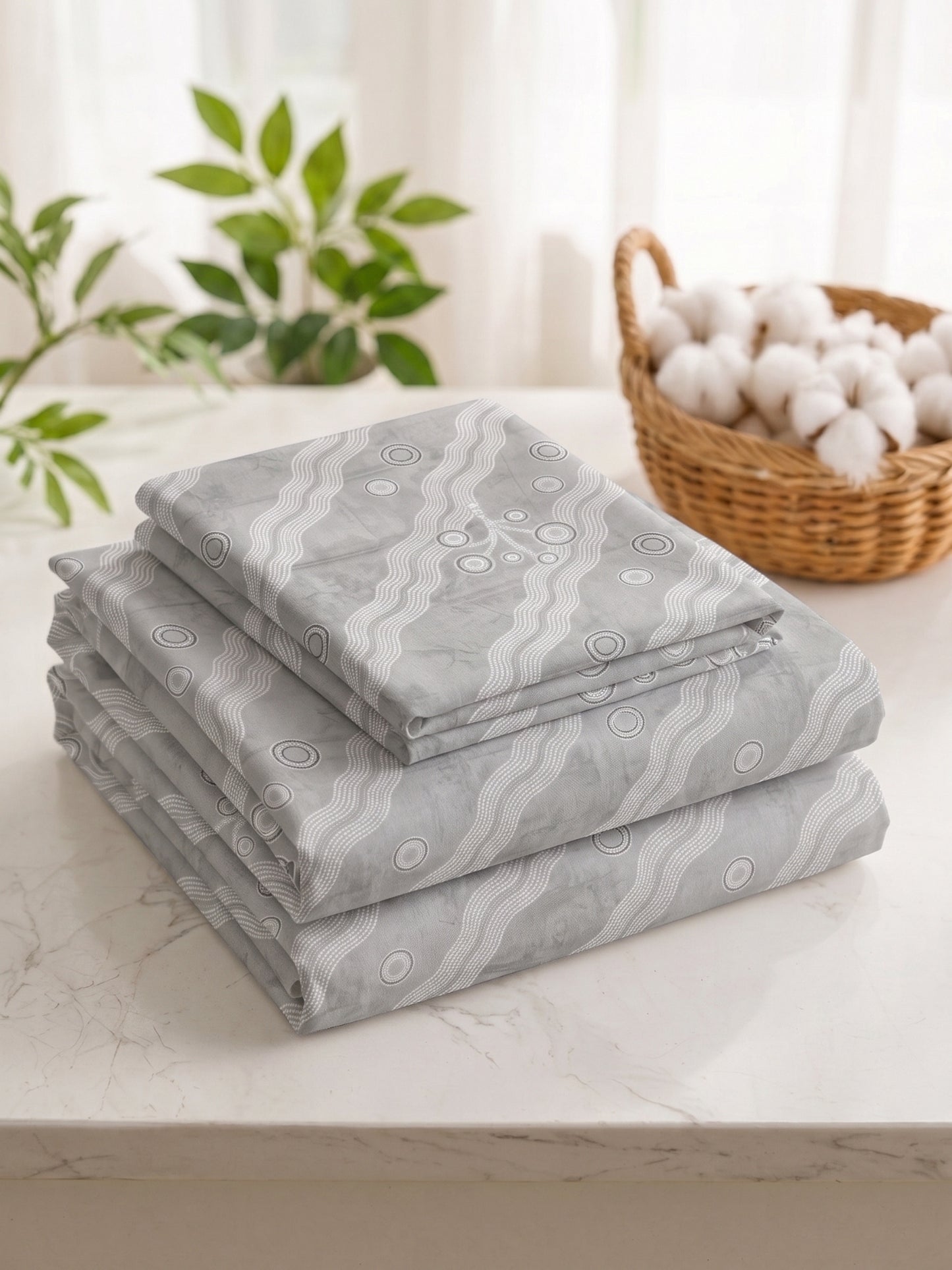 186 TC 100% Cotton Double Bedsheet 90 x 100 Inch with 2 Pillow Cover