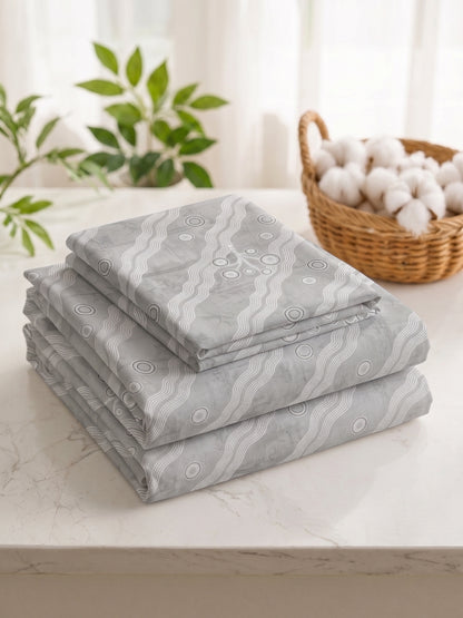 186 TC 100% Cotton Double Bedsheet 90 x 100 Inch with 2 Pillow Cover