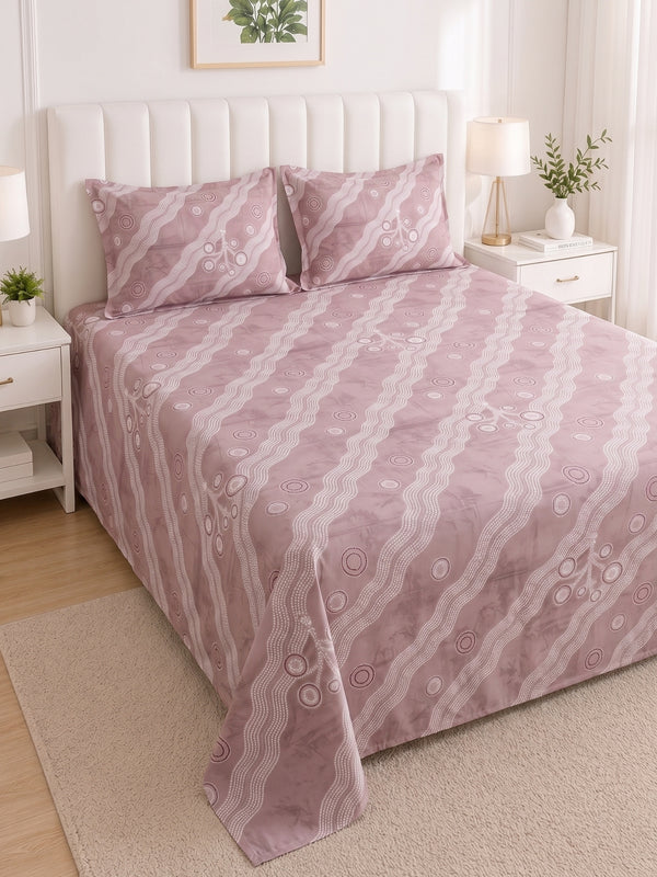 186 TC 100% Cotton Double Bedsheet 90 x 100 Inch with 2 Pillow Cover