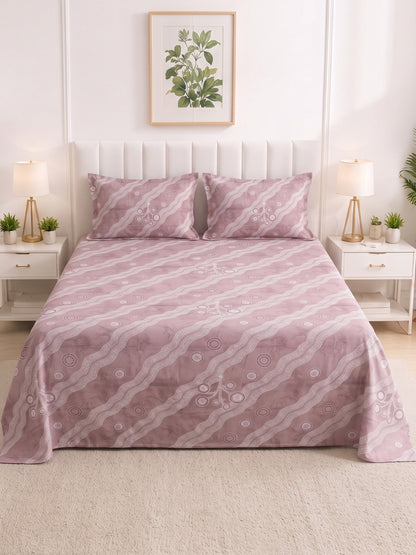 186 TC 100% Cotton Double Bedsheet 90 x 100 Inch with 2 Pillow Cover