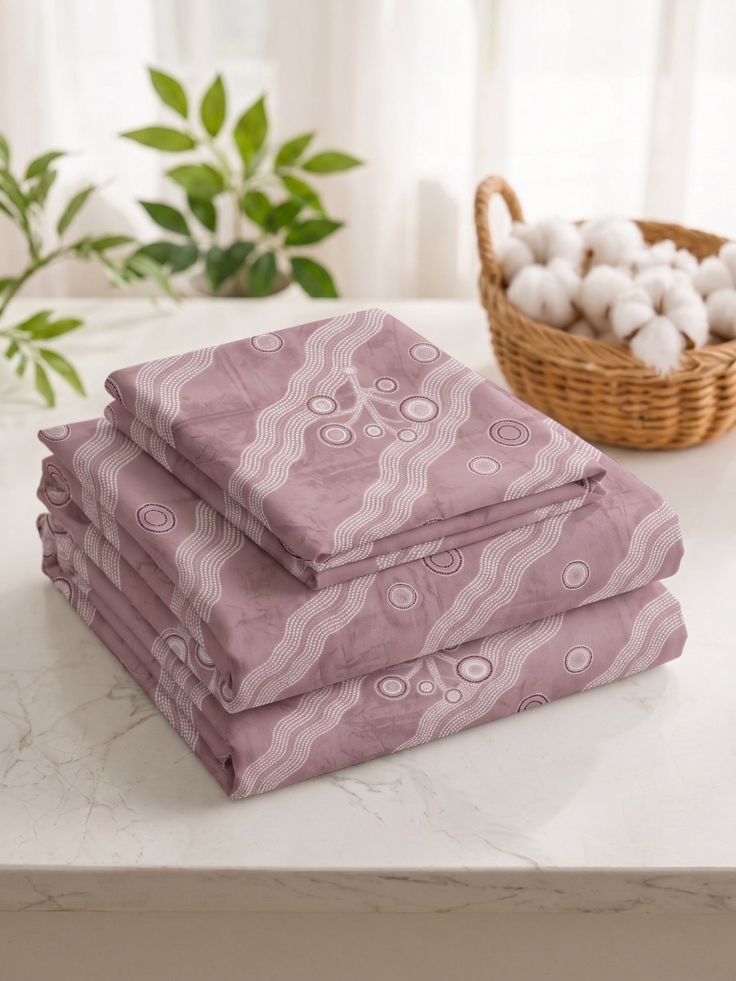 186 TC 100% Cotton Double Bedsheet 90 x 100 Inch with 2 Pillow Cover