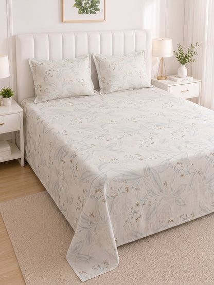 186 TC 100% Cotton Double Bedsheet 90 x 100 Inch with 2 Pillow Cover