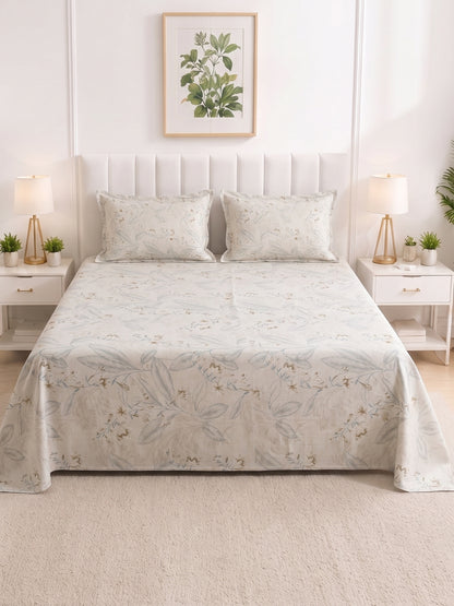 186 TC 100% Cotton Double Bedsheet 90 x 100 Inch with 2 Pillow Cover