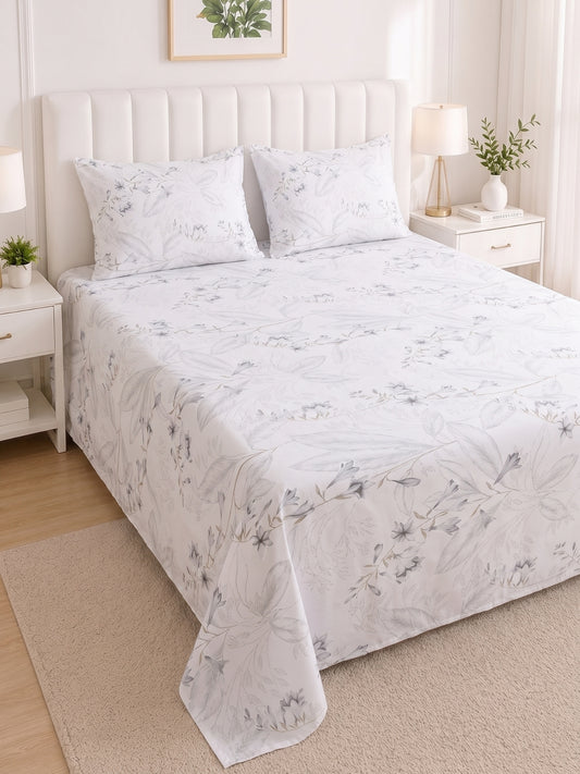 186 TC 100% Cotton Double Bedsheet 90 x 100 Inch with 2 Pillow Cover