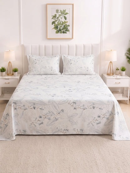 186 TC 100% Cotton Double Bedsheet 90 x 100 Inch with 2 Pillow Cover