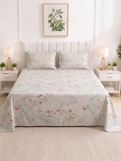 186 TC 100% Cotton Double Bedsheet 90 x 100 Inch with 2 Pillow Cover