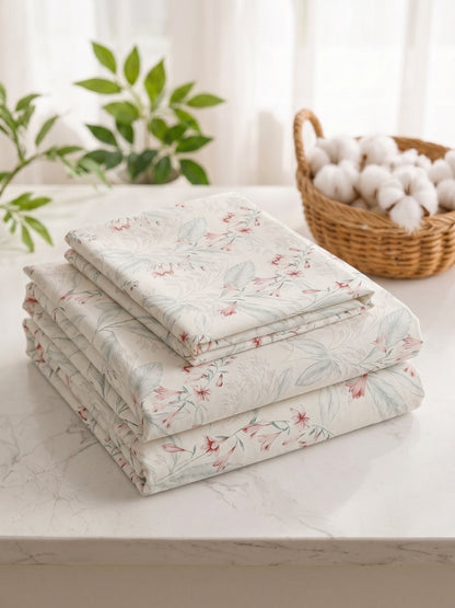 186 TC 100% Cotton Double Bedsheet 90 x 100 Inch with 2 Pillow Cover
