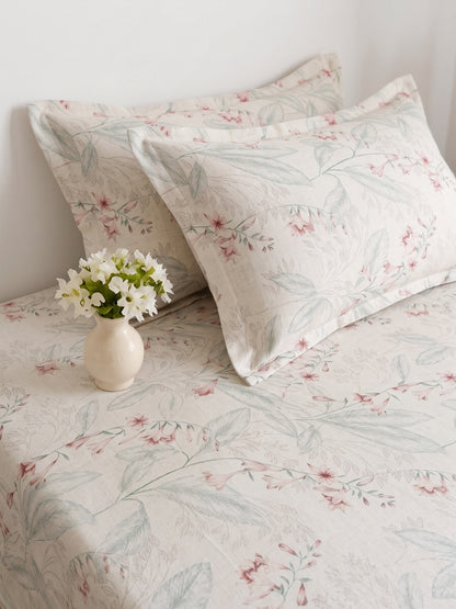 186 TC 100% Cotton Double Bedsheet 90 x 100 Inch with 2 Pillow Cover