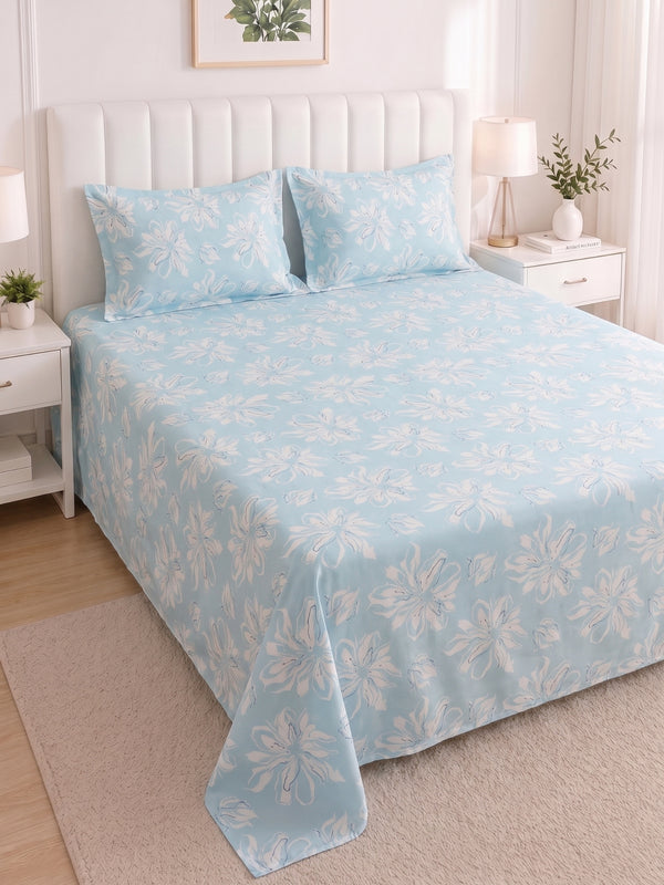 186 TC 100% Cotton Double Bedsheet 90 x 100 Inch with 2 Pillow Covers